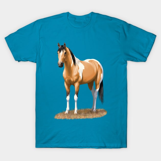Beautiful Buckskin Pinto Quarter Horse Paint Stallion T-Shirt by csforest